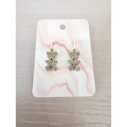 Boucles d'oreilles ourson d'or à strass