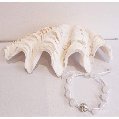 Bracelet shamballa en quartz blanc