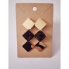 Boucles d'oreilles 3 carrés dorés en acier inoxydable